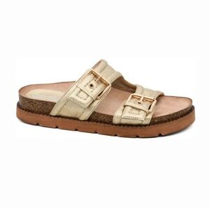 Corkys Gold Double Buckle Sandals
